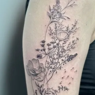 Wild flowers - Botanical FineLiine Dotwork